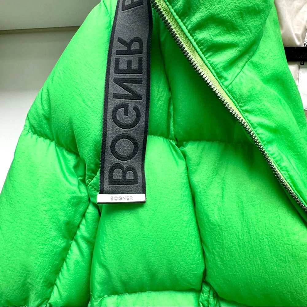 BOGNER Vibrant Lime Green Quilted Puffer Jacket Luxury Ski Coat